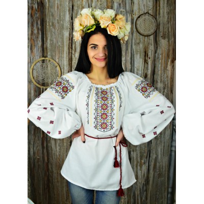 Embroidered blouse "Flowers of Glory Red"